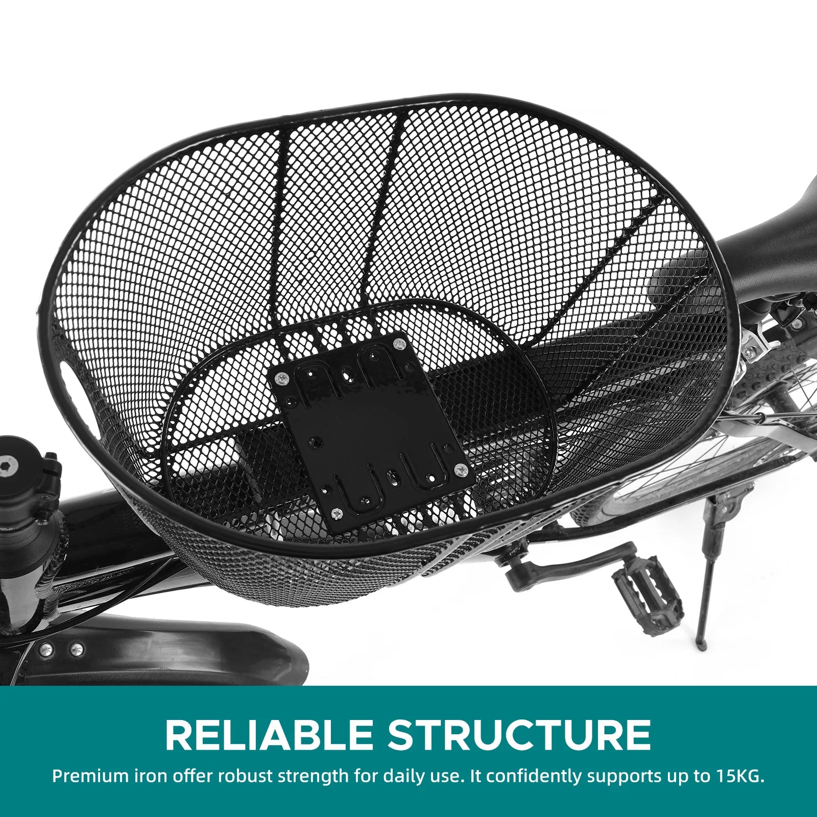 Dog Bike Basket – Portable Front Mount Pet Carrier for Bike with Sponge Liner & Safety Strap for Small Dogs & Cats