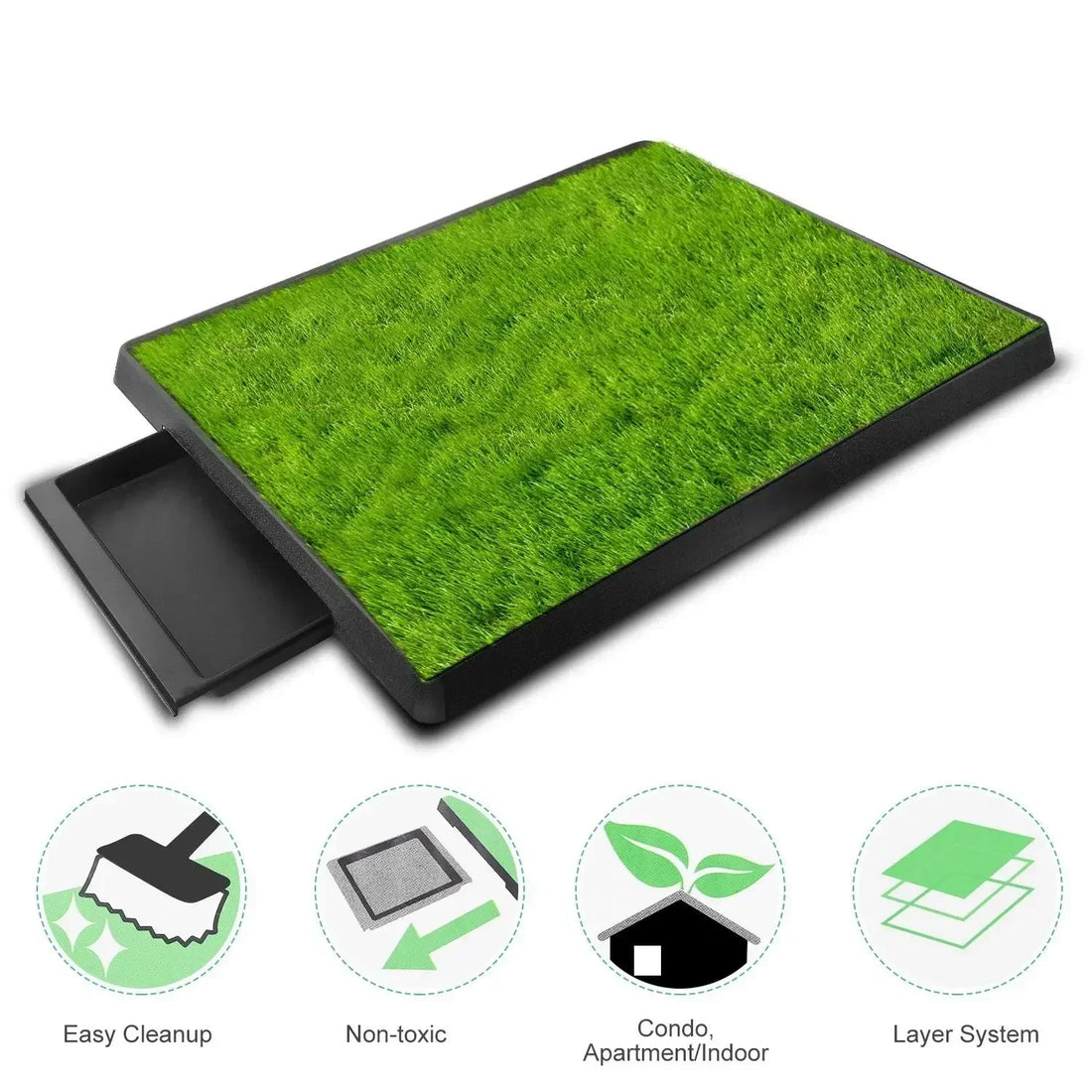 Portable 3-Layer Dog Potty Training Toilet with Synthetic Grass – Anti-Splash Puppy Urine Tray