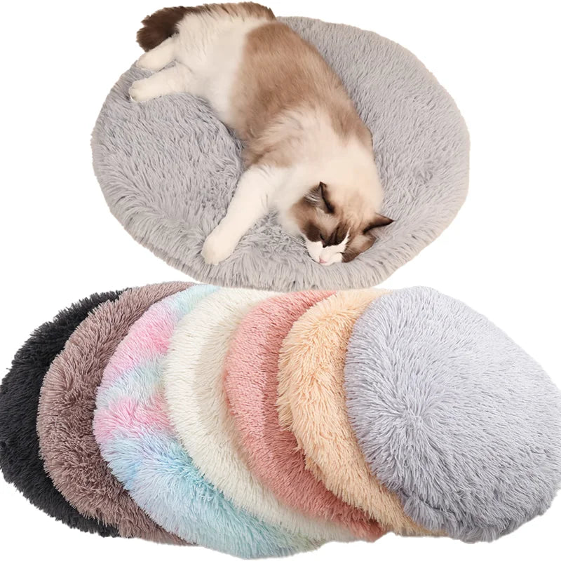 Soft Plush Round Cat Bed Mat – Cozy Fleece Sleeping Cushion for Cats & Small Dogs
