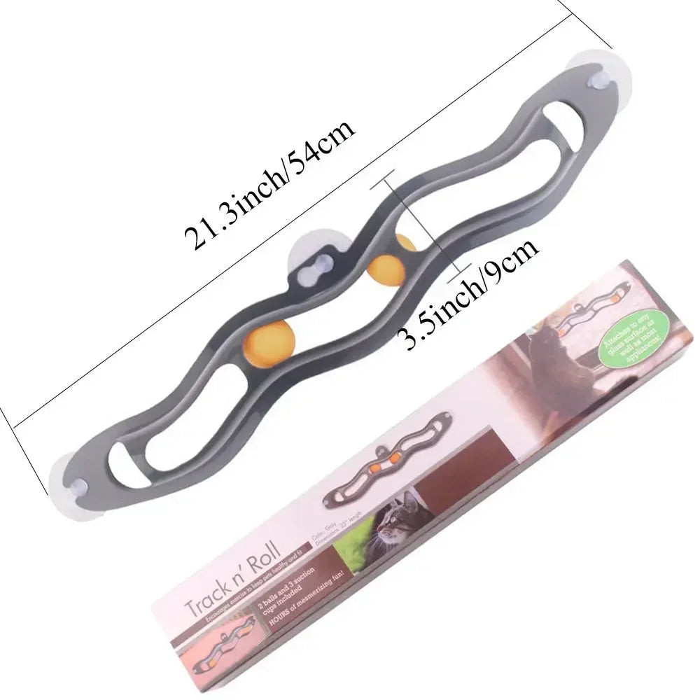 Interactive Suction Cup Track Ball Cat Toy – Window-Mounted Table Tennis Ball Toy for Active Indoor Cats & Kittens