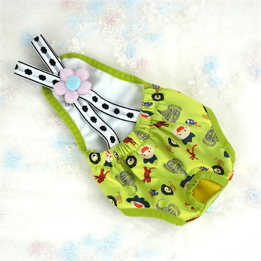 Cartoon Print Female Dog Diaper Shorts – Cute Puppy Physiological Pants