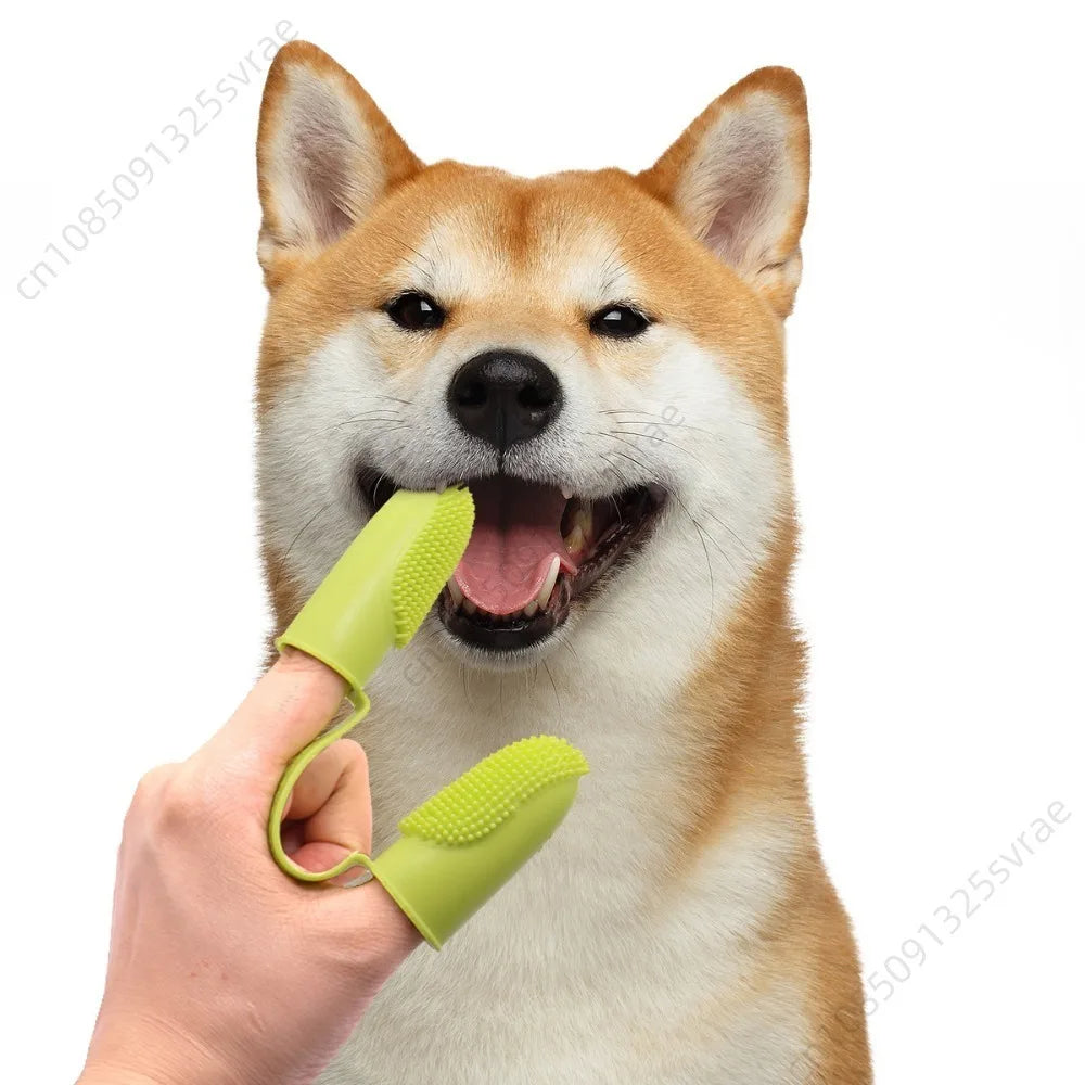 Double Finger Pet Toothbrush – Soft TPR Dental Care Tool 🐾🪥