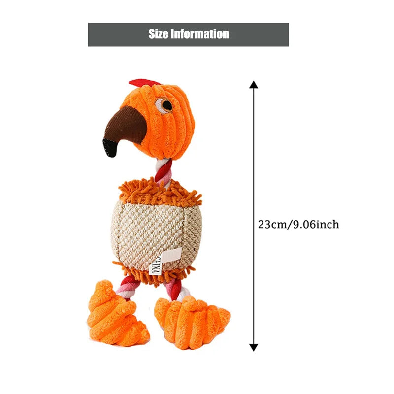 Plush Bird Dog Toy – Squeaky Rope Chew & Interactive Play 🐦🐾