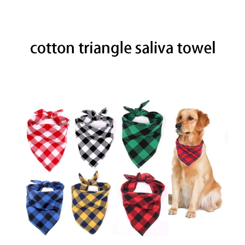 Classic Plaid Pet Bandana – Red & Black Neckerchief for Dogs & Cats