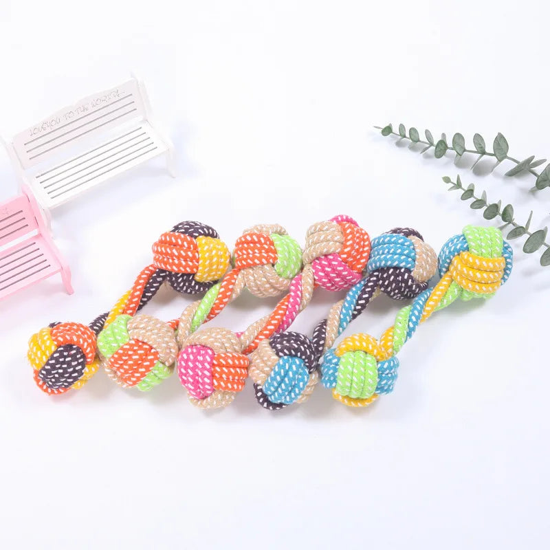 Mini Cotton Rope Dog Ball – Interactive Chew & Toothbrush Toy for Puppies