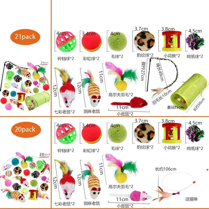 Kitten Toys Variety Pack – Cat Sticks, Mice & Balls