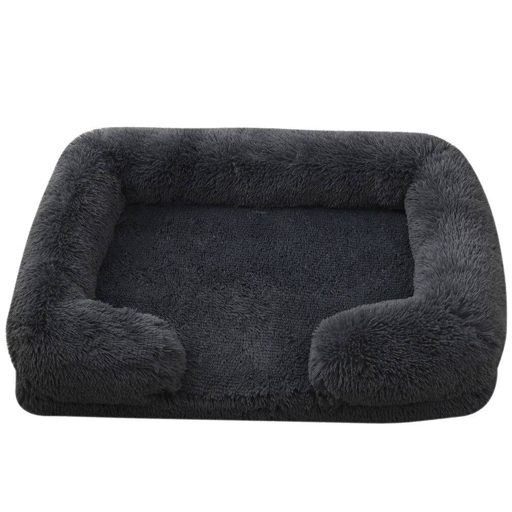 Half Surround Dog Bed Soft Square Pet Cat Sofa Full Filling Medium Pet Dog Kennel Plush Cat Cushion House