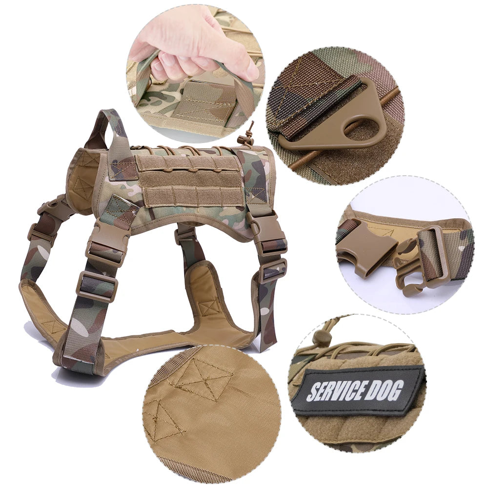 Tactical Dog Harness, Leash & Collar Set – Adjustable Military Pet Vest for Medium & Large Dogs