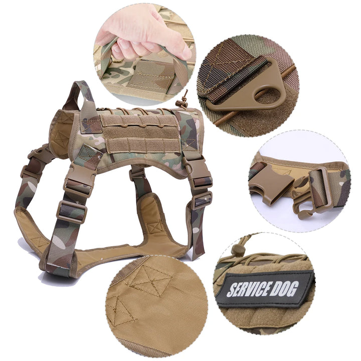 Tactical Dog Harness, Leash & Collar Set – Adjustable Military Pet Vest for Medium & Large Dogs