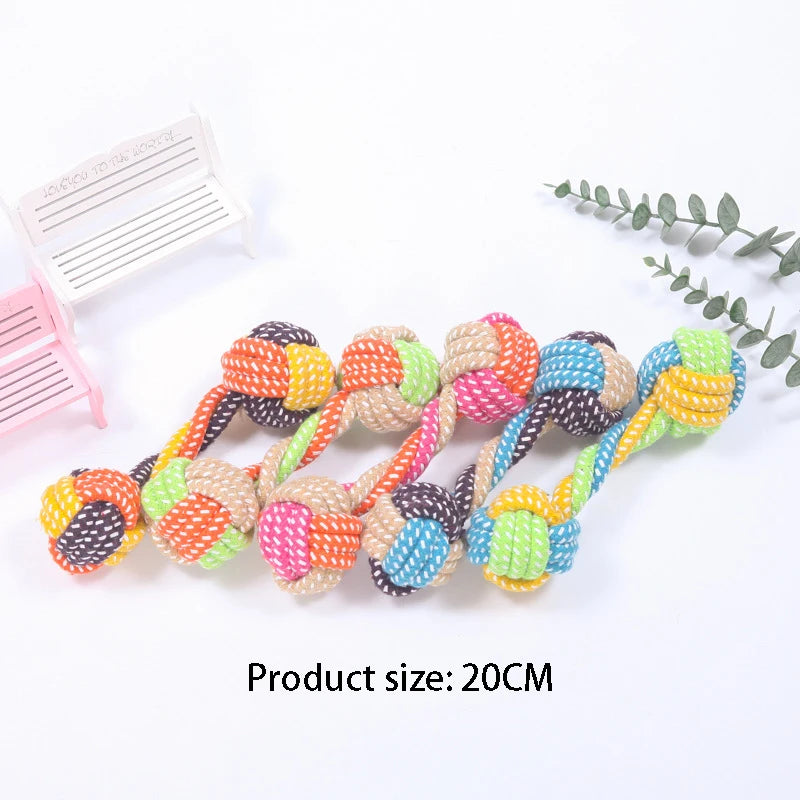 Mini Cotton Rope Dog Ball – Interactive Chew & Toothbrush Toy for Puppies