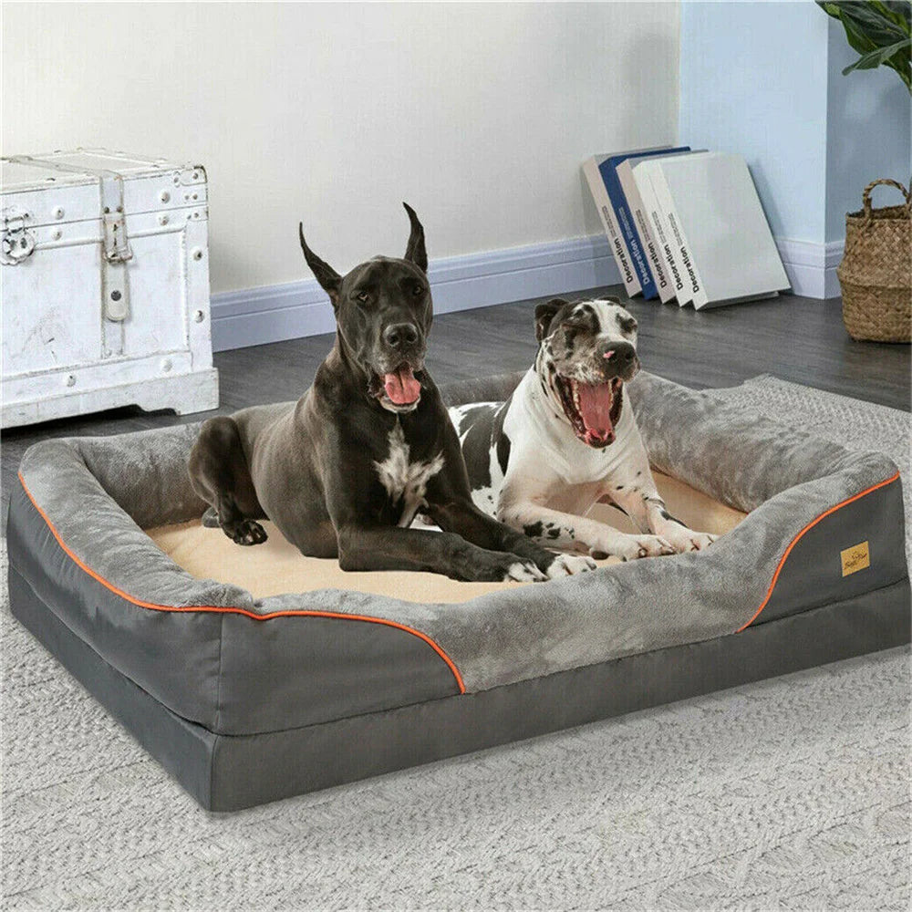 Jumbo Orthopedic Dog Bed with Memory Foam – Waterproof Pet Sofa Couch with Removable Cover & Bolsters