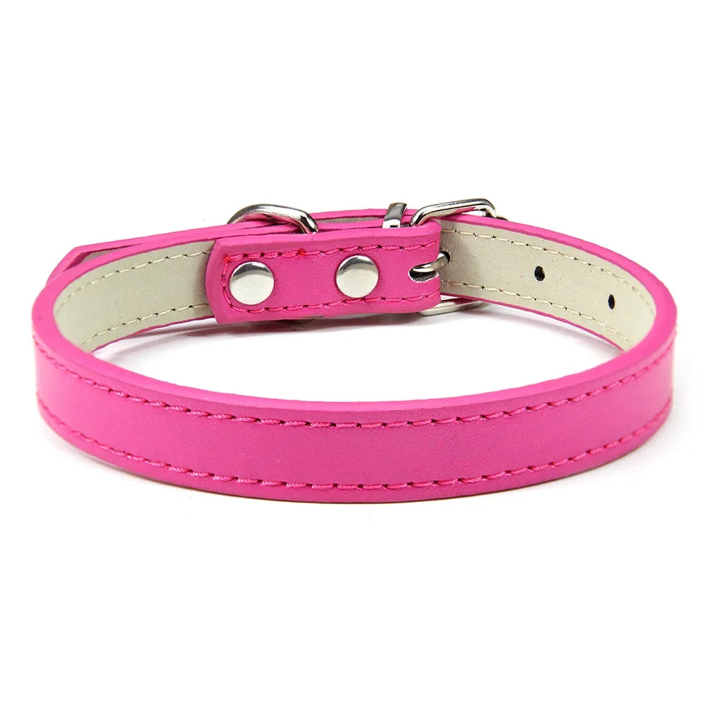 Soft Leather Adjustable Dog Collar – Safe & Stylish for Dogs and Cats
