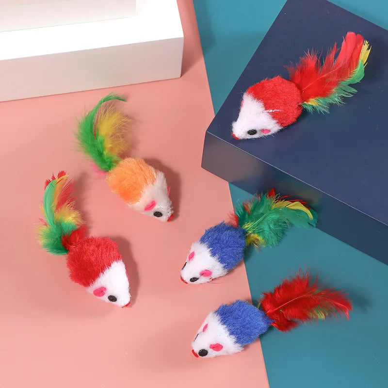 5PCS Plush Simulation Mouse Cat Toys – Interactive Teasing Toy for Cats