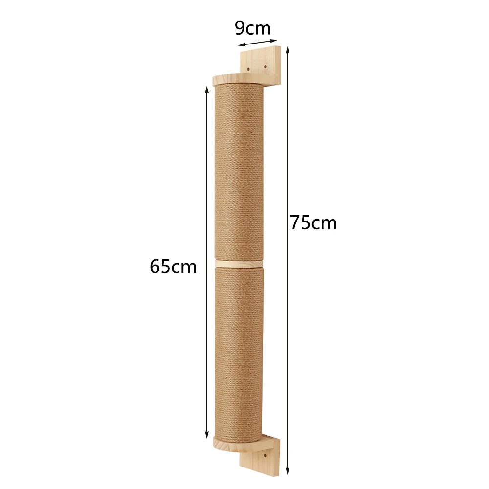 🐾 Wall-Mounted Cat Scratching Post – Wooden Kitten Tree with Thick Columns for Large Cats