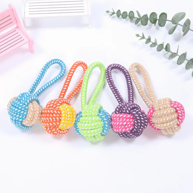 Mini Cotton Rope Dog Ball – Interactive Chew & Toothbrush Toy for Puppies