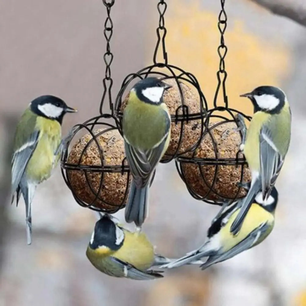 Metal Fat Ball Bird Feeder – Outdoor Hanging Holder with Hook for Garden Wild Birds