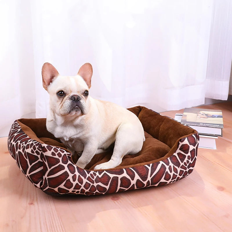Square Plush Calming Dog & Cat Bed – Soft Sofa Cushion for Small & Medium Pets