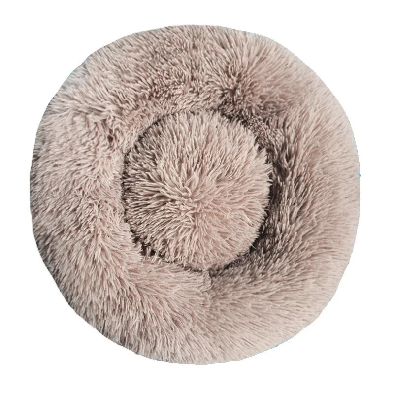 Round Plush Dog Bed – Winter Warm Washable Cat & Dog Basket Bed for Small, Medium & Large Pets
