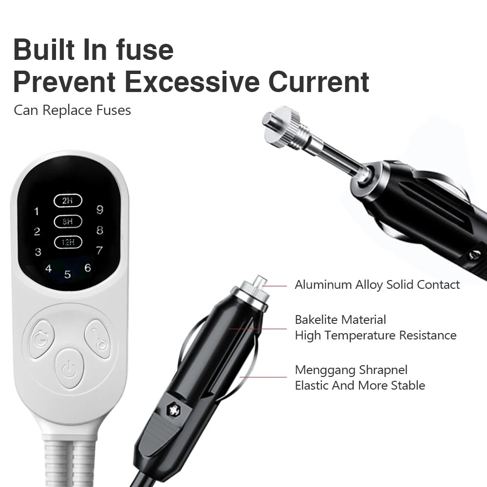 12V Electric Heated Car Blanket – 9 Heat Levels, Soft Travel Throw for Camping, Road Trips & Outdoor Use (Multiple Sizes)