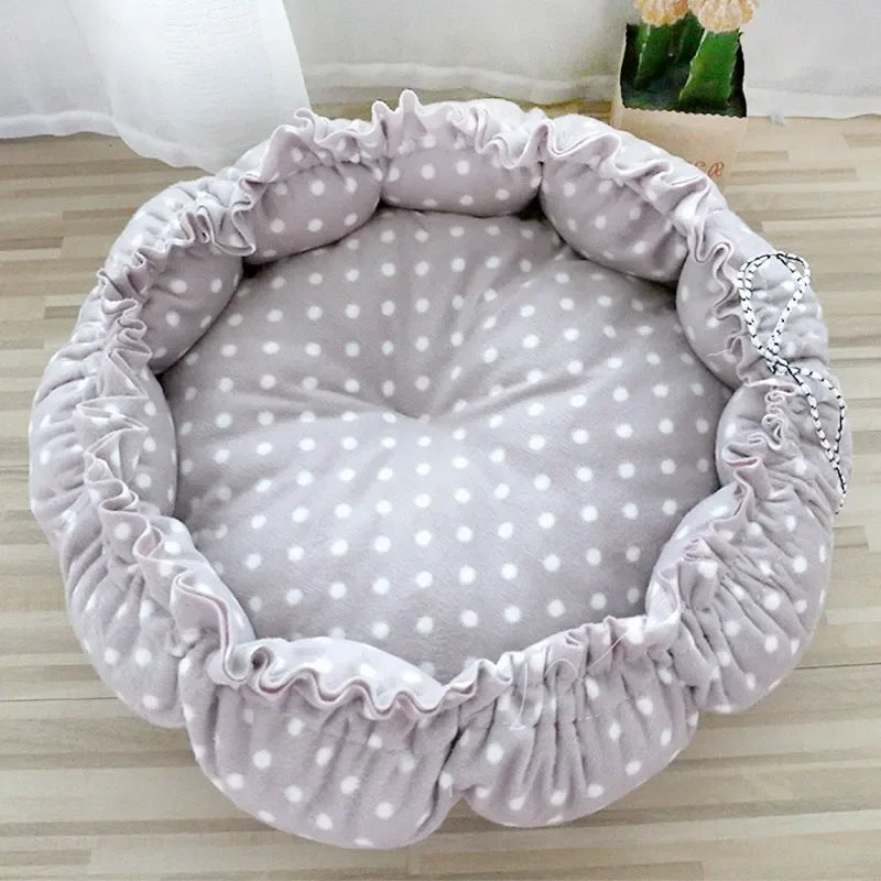 Drawstring Dual-Use Pet Bed – Adjustable Soft Nest Cushion for Cats & Small Dogs