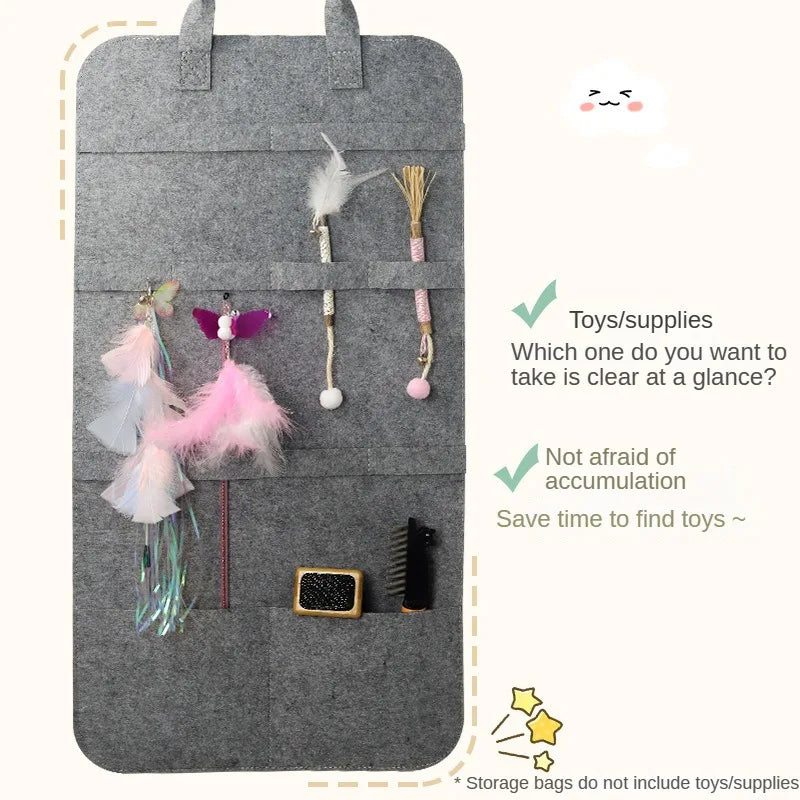 🐾 Pet Storage Bag – Cat & Dog Toy Organizer for Catnip, Sticks, Combs & More