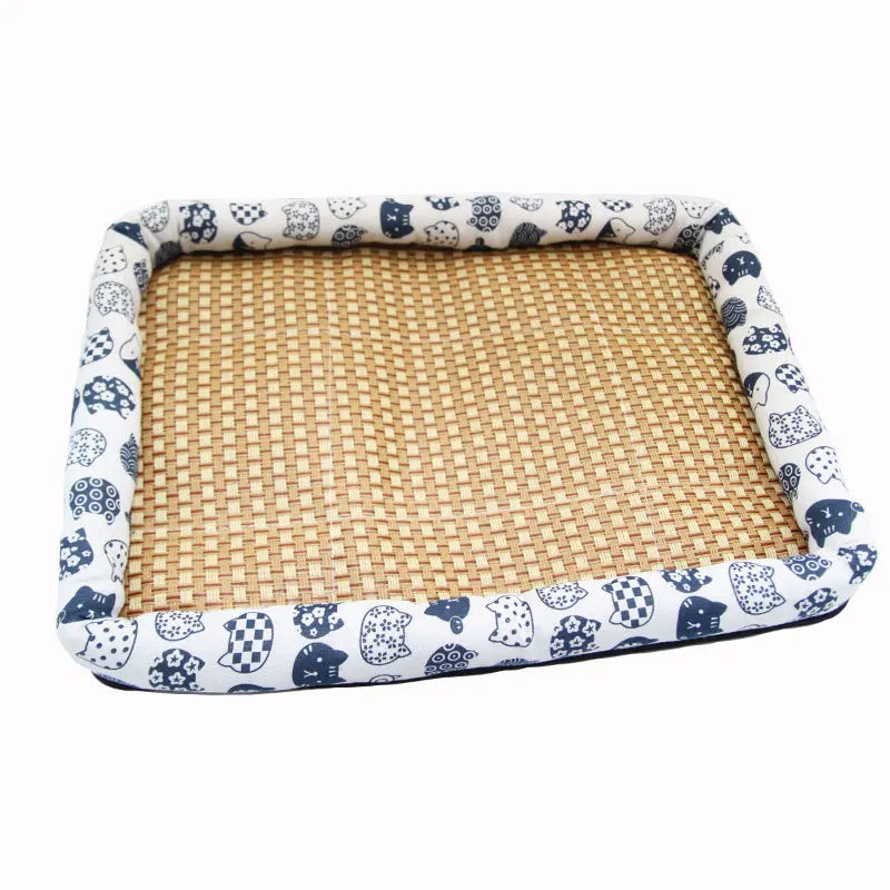 Pet Summer Cooling Mat – Breathable Moistureproof Rattan Dog & Cat Sofa Pad