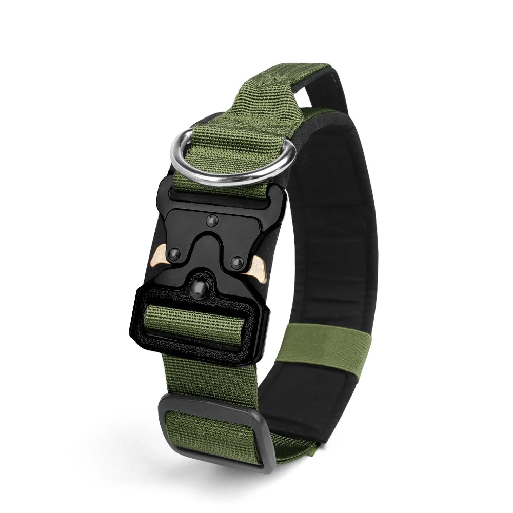 Tactical Dog Collar – Durable Outdoor Collar with Rugged Zinc Alloy Buckle & Soft Lining for Medium & Large Dogs