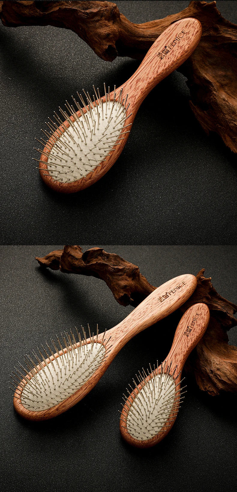 Fenice Wooden Handle Pet Comb – Professional Dog & Cat Grooming Hair Remover Brush