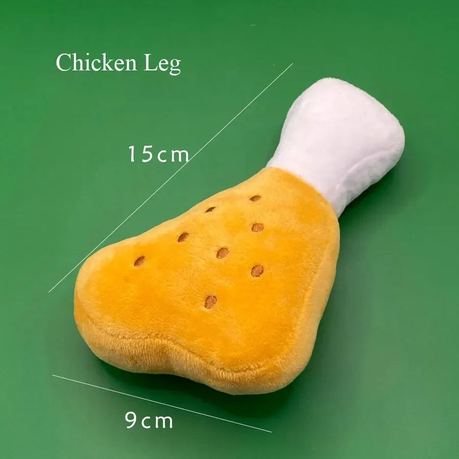 🧸 Plush Dog Toys – Squeaky Soft Pet Chew Toys (Ice Cream, Fries, Hamburger)
