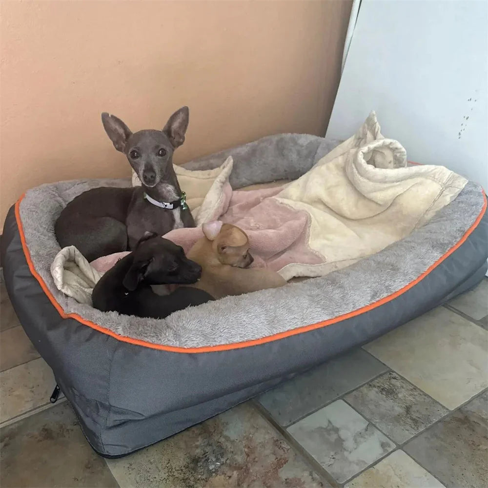 Jumbo Orthopedic Dog Bed with Memory Foam – Waterproof Pet Sofa Couch with Removable Cover & Bolsters