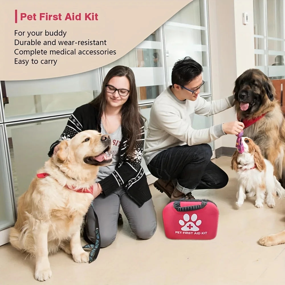 61pcs Portable EVA Pet First Aid Kit for Dogs & Cats – Outdoor Travel & Camping Emergency Medical Supplies