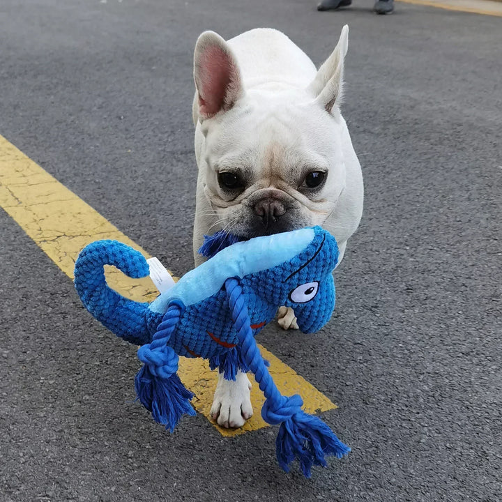 Chameleon Plush Dog Toy – Squeaky, Bite-Resistant Chew 🦎🐾