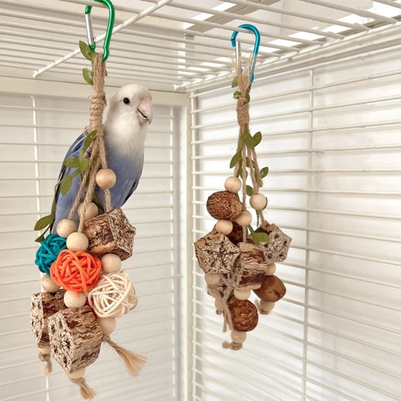 Colorful Hanging Parrot Bird Molar Toy – Chewable Bird Swing for Training and Beak Health