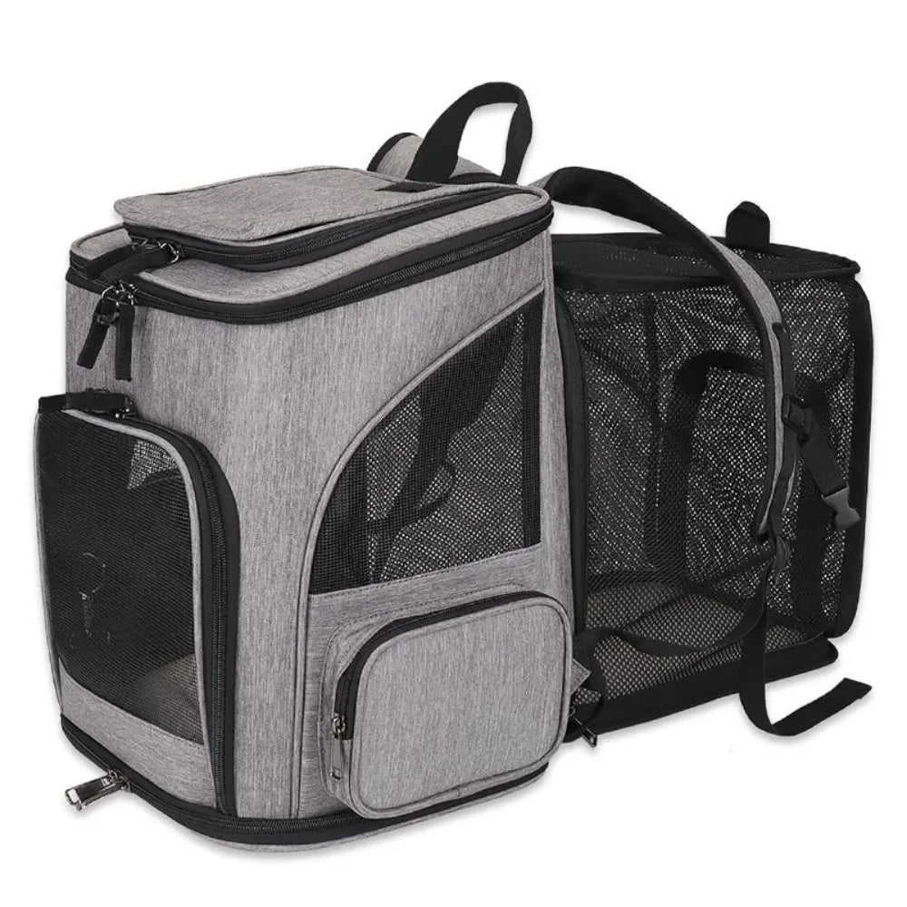Breathable Expandable Pet Carrier Backpack – Foldable Cat & Dog Travel Bag with Large Capacity for Outdoor Trips & Vet Visits