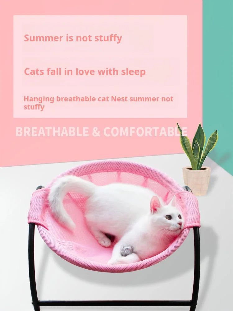 Breathable Cat Hammock Bed – Cooling Elevated Pet Cot Sofa for Cats & Small Pets