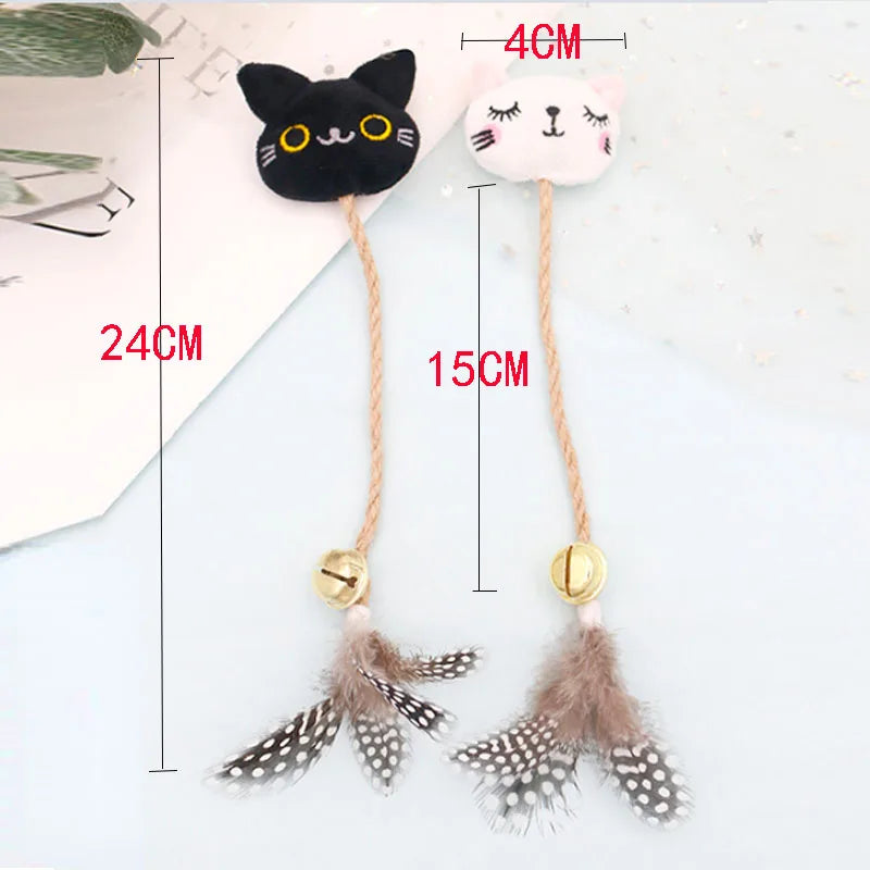 Feather Bell Cat Toy with Catnip – Animal Shape Molar Rod & Hemp Rope Chew Toy