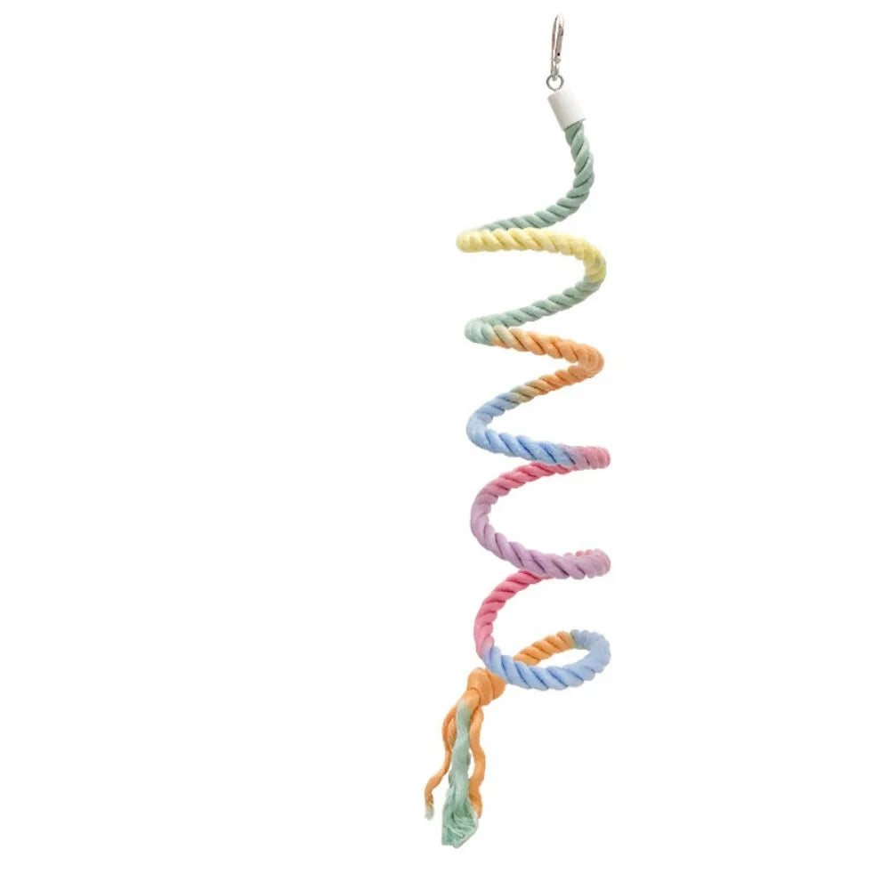 Colorful Cotton Parrot Rope Pole with Screw Clip – Rotating Bird Perch & Climbing Toy