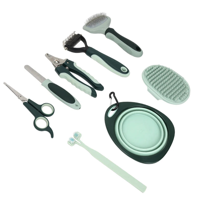 🐾 8-in-1 Dog & Cat Grooming Comb Set – All-in-One Pet Cleaning & Hair Removal Brush Kit