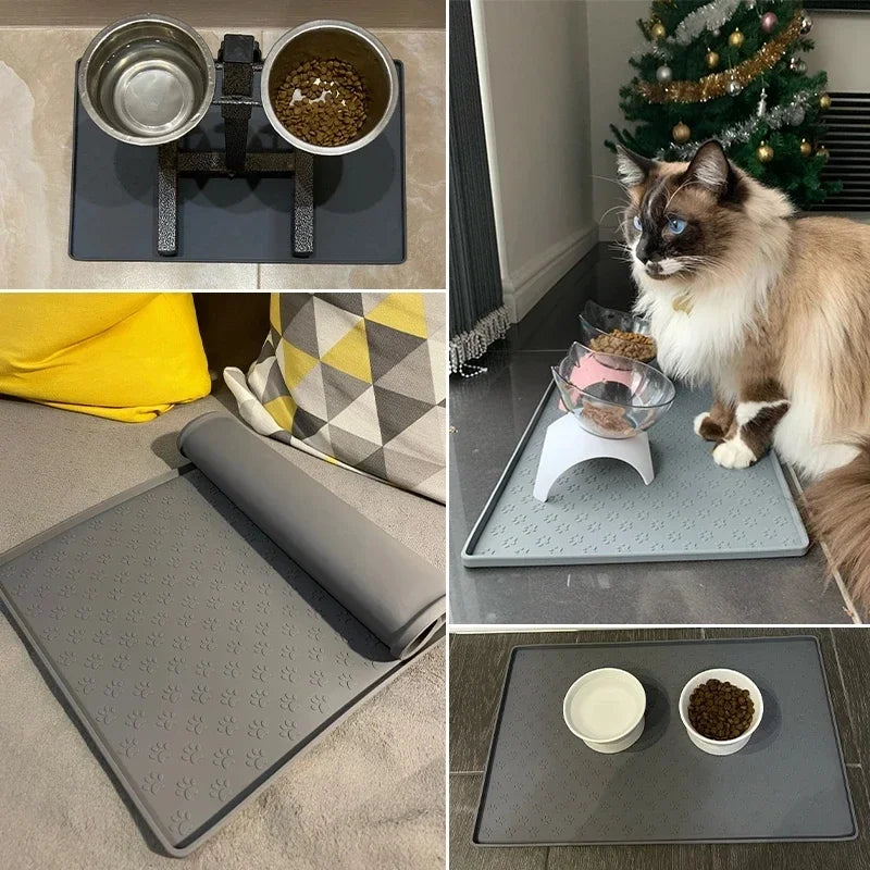 🐾 Silicone Waterproof Pet Feeding Mat – Non-Slip Food & Water Bowl Placemat for Cats & Dogs