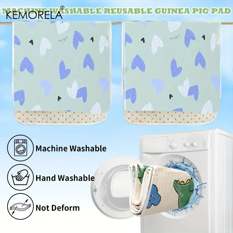 KEMORELA Washable Cage Mat for Guinea Pigs, Hamsters & Small Animals – 31"x47" Super Absorbent Non-Slip Pet Bedding