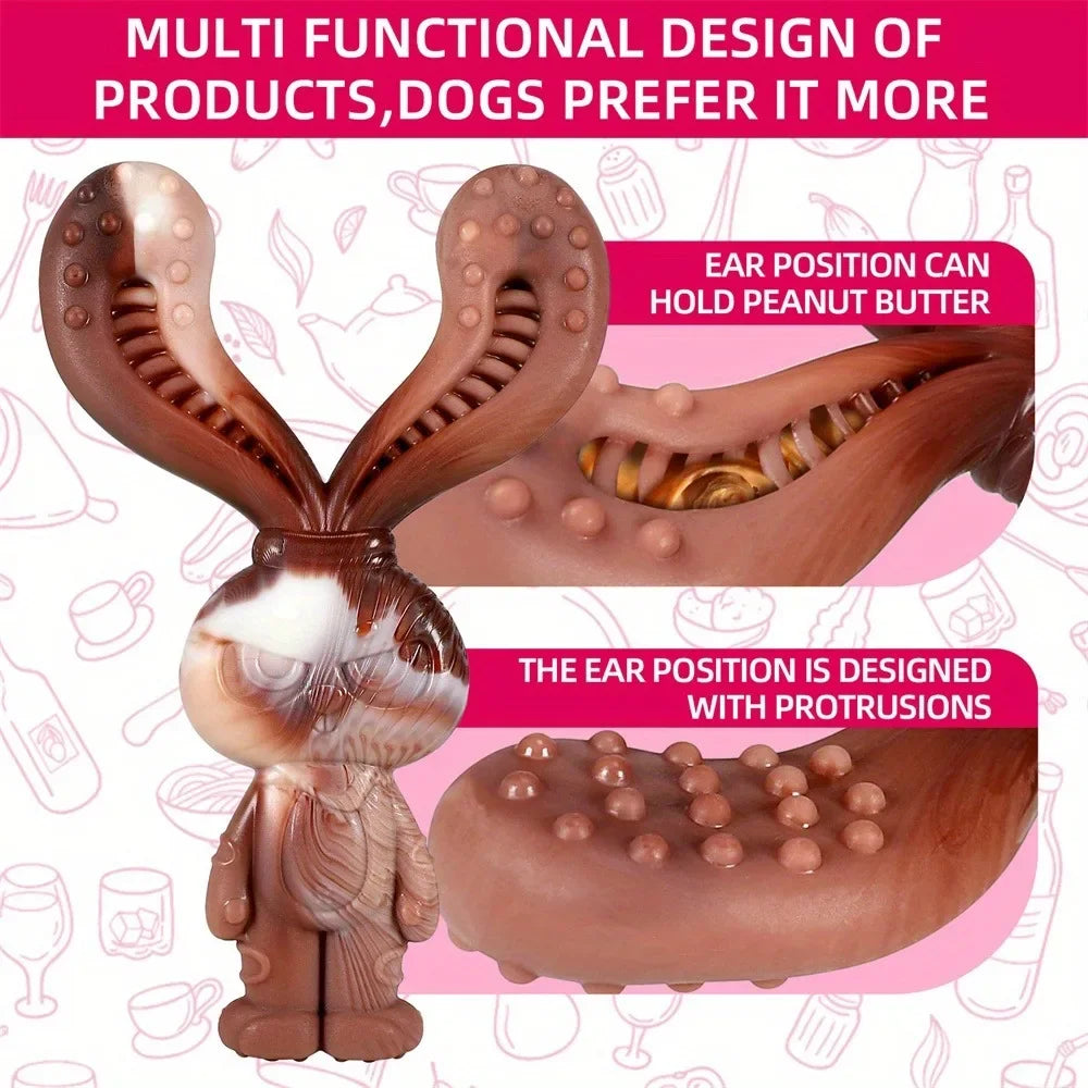 Rabbit-Shaped Nylon Dog Chew Toy – Indestructible Beef Flavor 🐇🍖
