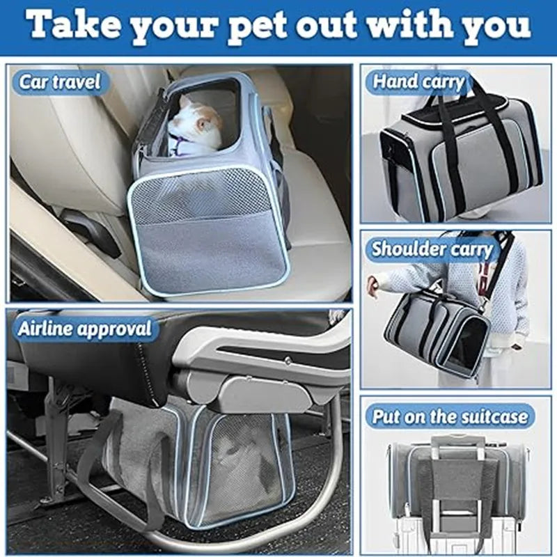 Pet Carrier Backpack – Portable Foldable Cat & Dog Travel Bag, Breathable Pet Transport Carrier for Outdoor Trips