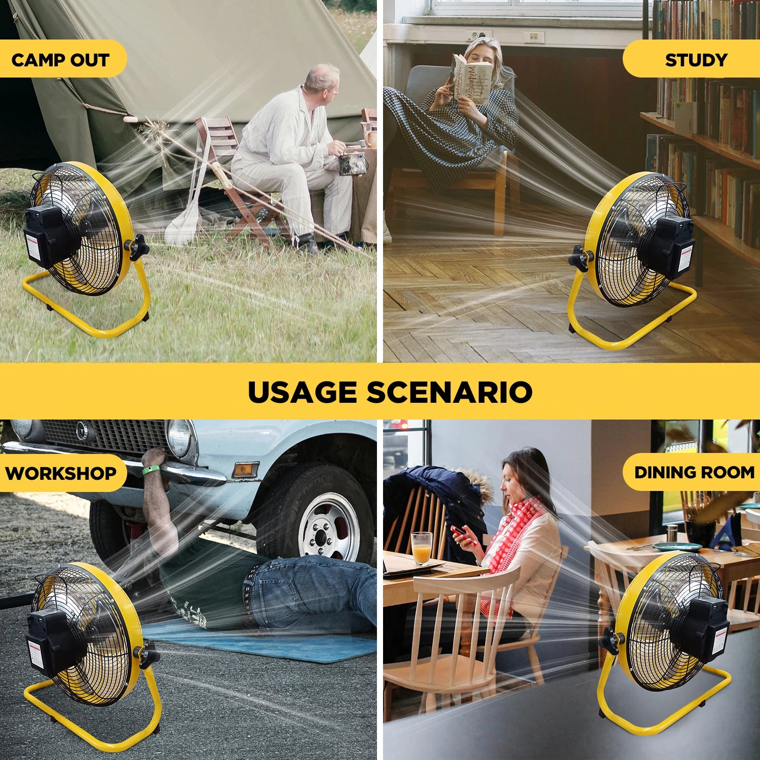 14 Inch Portable Rechargeable Table Fan with Solar Panel Powered and AC Charger Dual Input for Household, Camping, Fishing