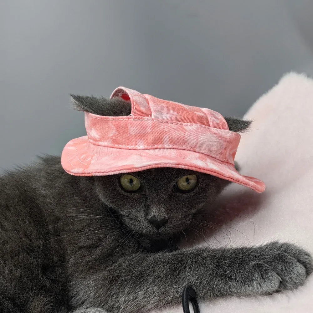 Adjustable Pet Baseball Cap with Ear Holes – Summer Sun Hat for Small & Medium Dogs and Cats