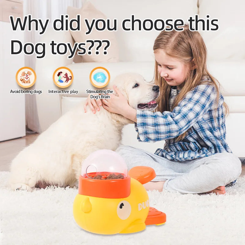 Yellow Duck-Shaped Interactive Treat Dispenser – Slow Feeder & Puzzle Toy for Cats & Dogs