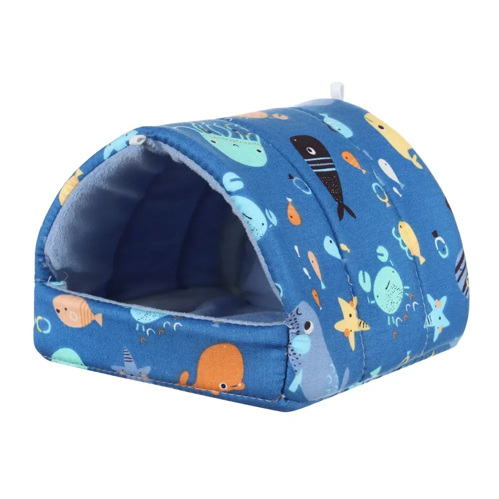 Cartoon Small Animal Bed – Soft Winter Nest for Hamsters, Guinea Pigs, Rabbits, and Squirrels