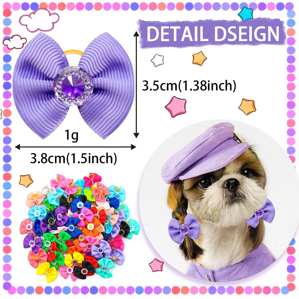 Dog Hair Bows 🎀 20pcs Summer Diamond Grooming Acce
