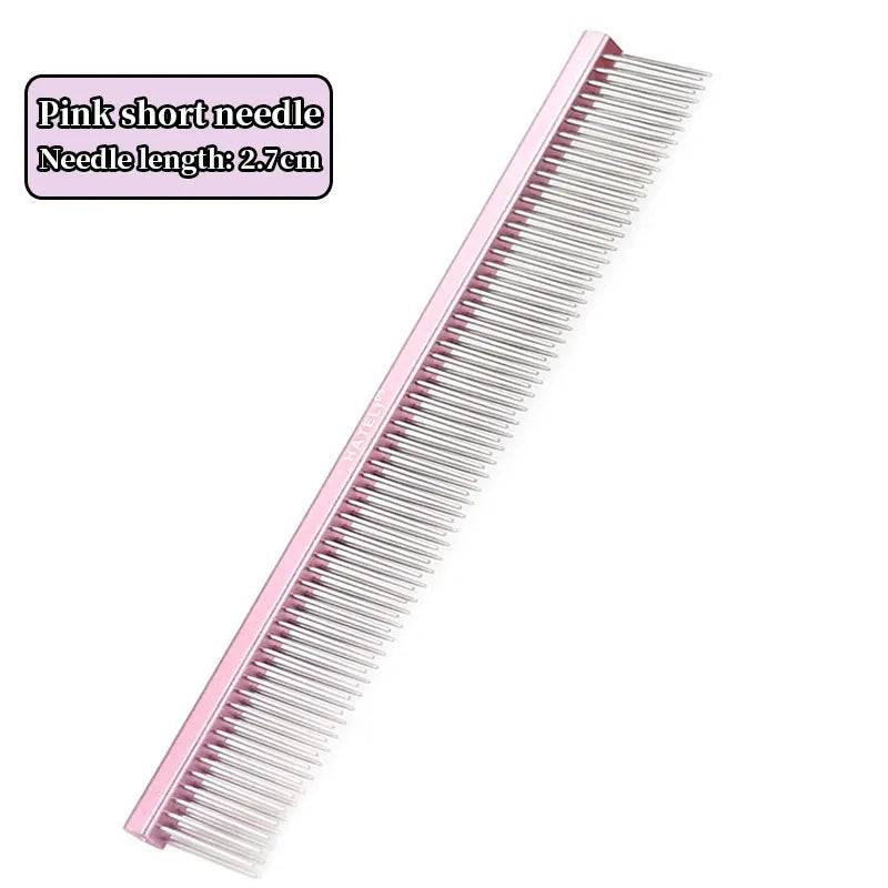 Double Row Dog & Cat Grooming Comb – Stainless Steel Pet Hairbrush for Shedding & Styling