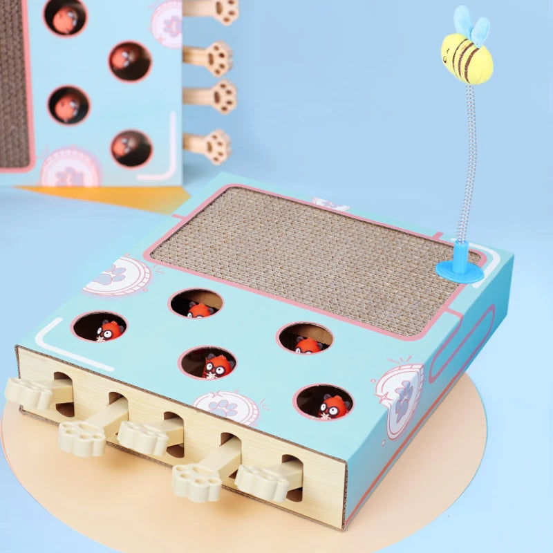 Whack-a-Mole Cat Toy – Interactive Scratching Board & Claw Grinder
