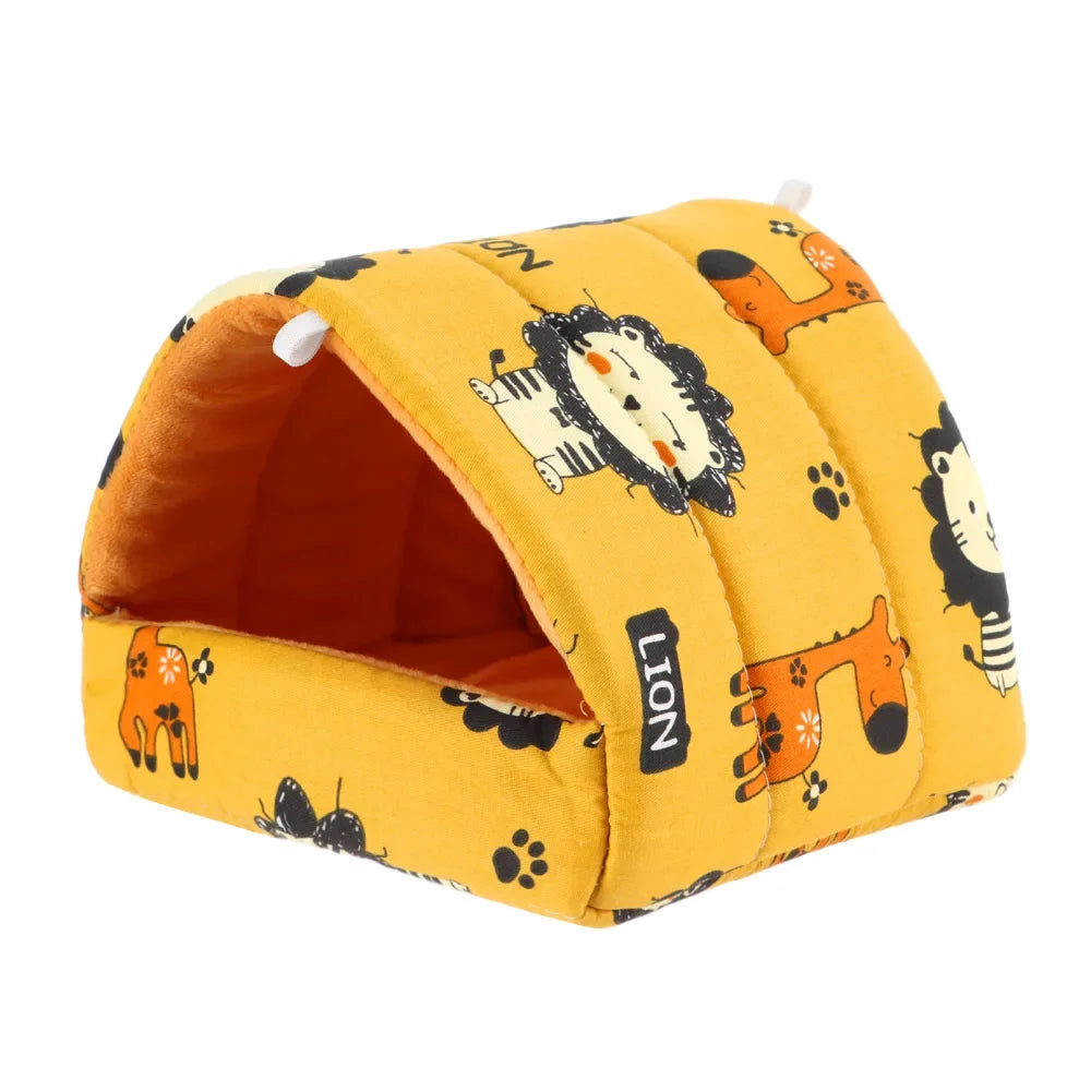 Cartoon Small Animal Bed – Soft Winter Nest for Hamsters, Guinea Pigs, Rabbits, and Squirrels